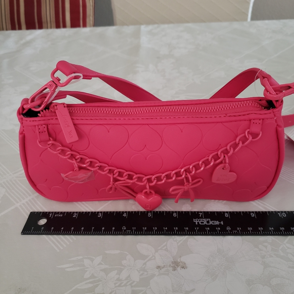 Betsey‎ Johnson Pink Fushia XOASHTAN Bow Charm Shoulder Crossbody Bag Heart NWT - Picture 15 of 16